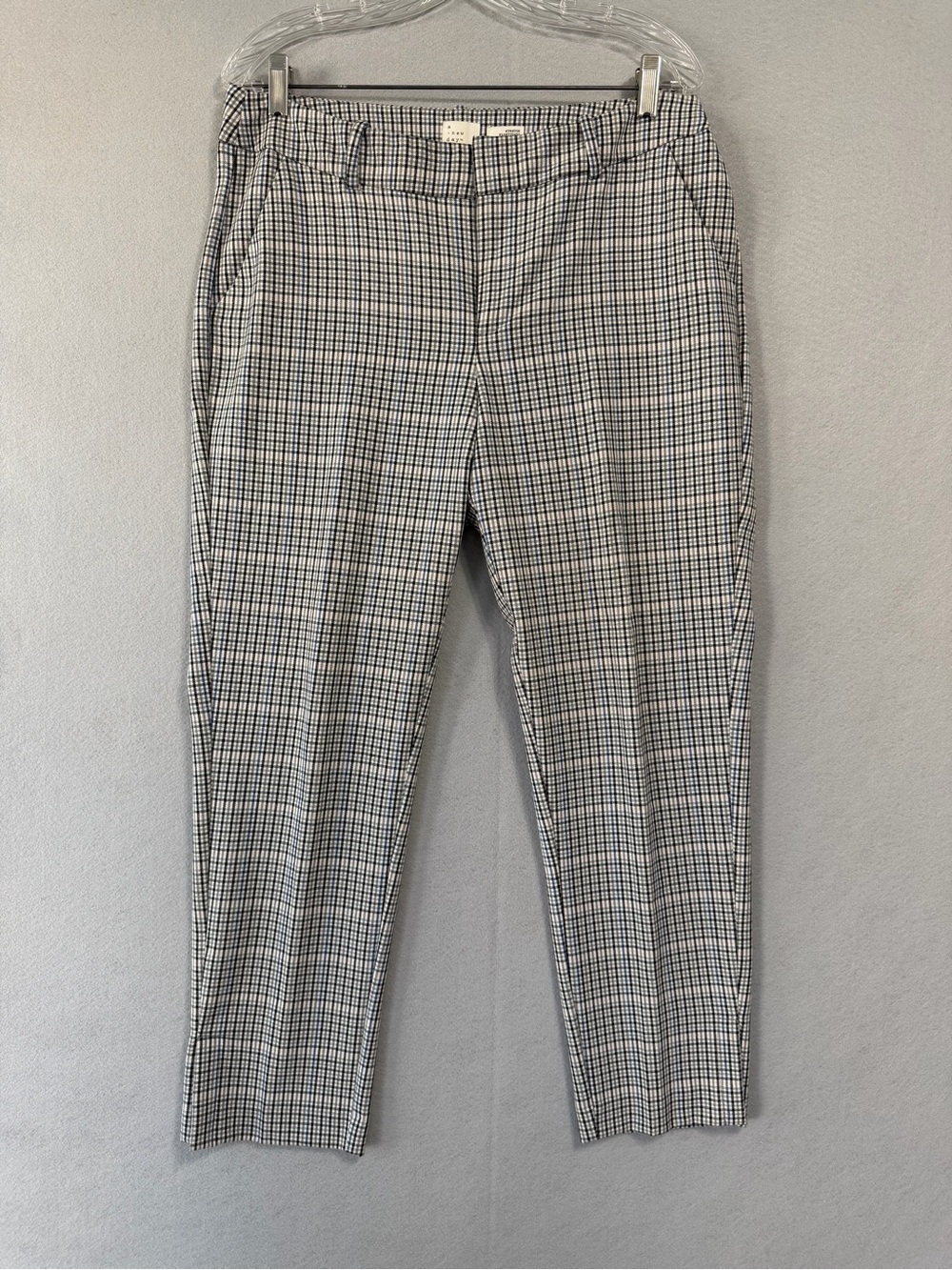 A New Day Dress Pants s10 Women's Check Stretch Flat Front Zip Straight Leg